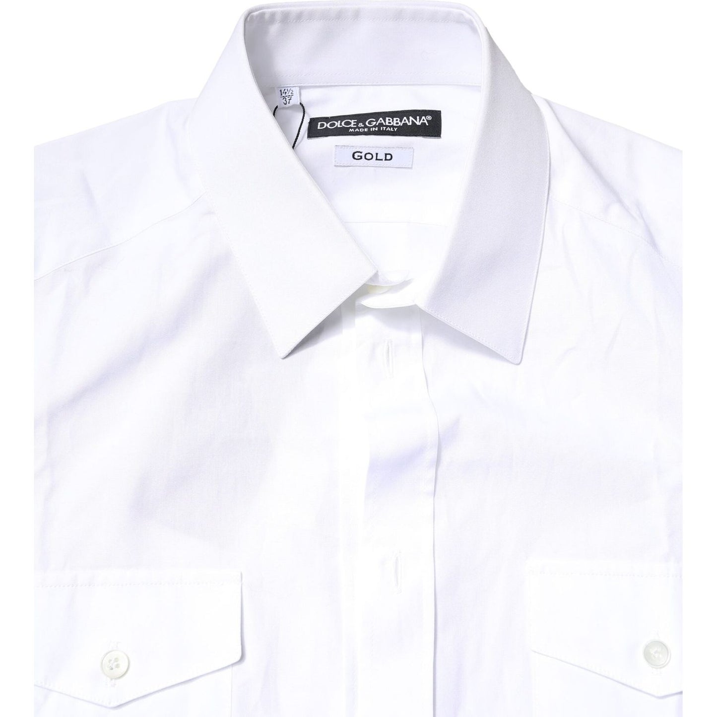 Dolce & Gabbana White GOLD Button Down Casual Men Polo Shirt 1728,67345645728,Clothing,Dolce & Gabbana,IT37 | XS,Material: 100% Cotton,Men,Men - Clothing,Preowned / Defect,Shirts - Men - Clothing,White Dolce & Gabbana TSH878534-37