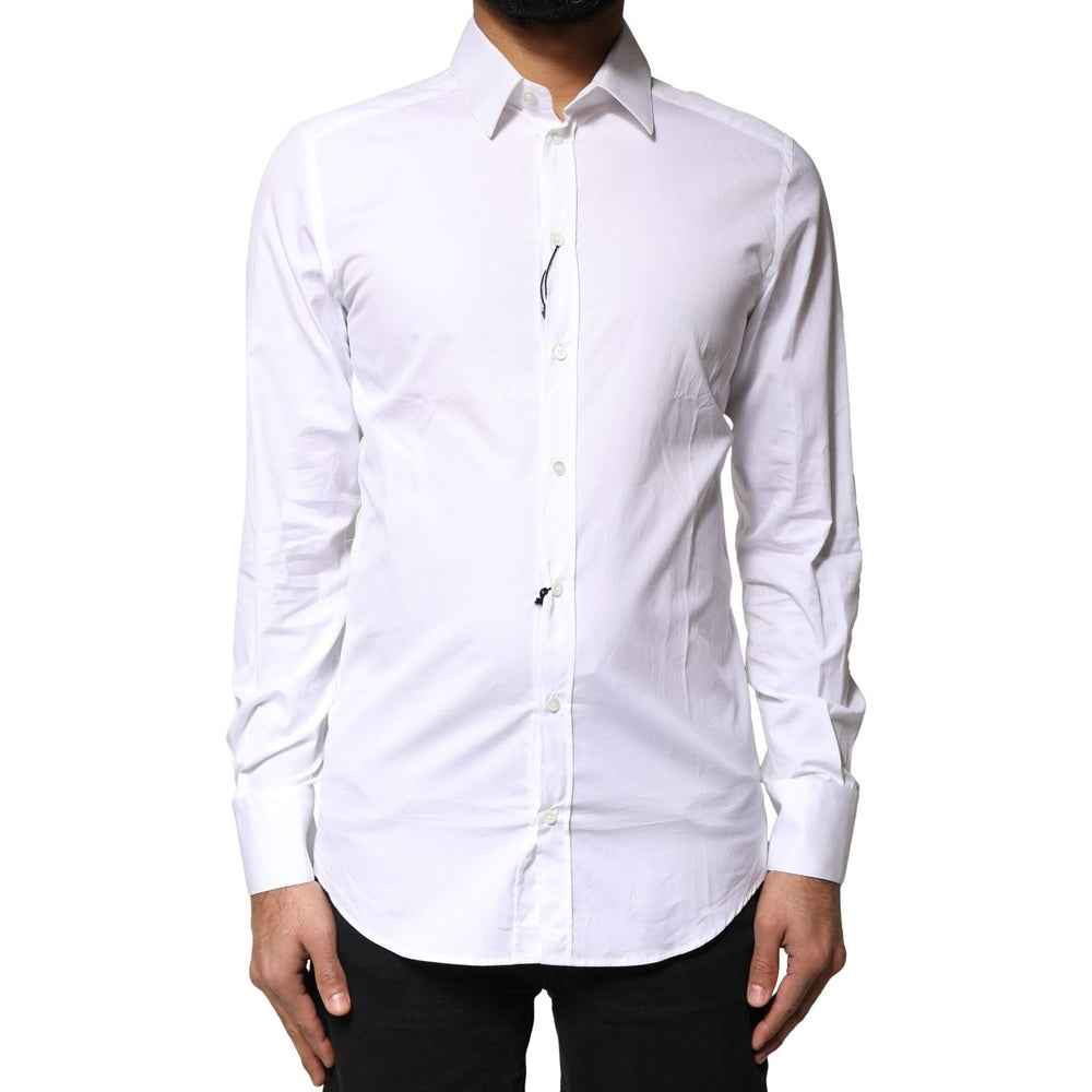 Dolce & Gabbana White GOLD Cotton Long Sleeves Men Dress Shirt 1728,67345645728,Clothing,Dolce & Gabbana,IT38 | XS,Material: 100% Cotton,Men,Men - Clothing,Preowned / Defect,Shirts - Men - Clothing,White Dolce & Gabbana TSH5945-38