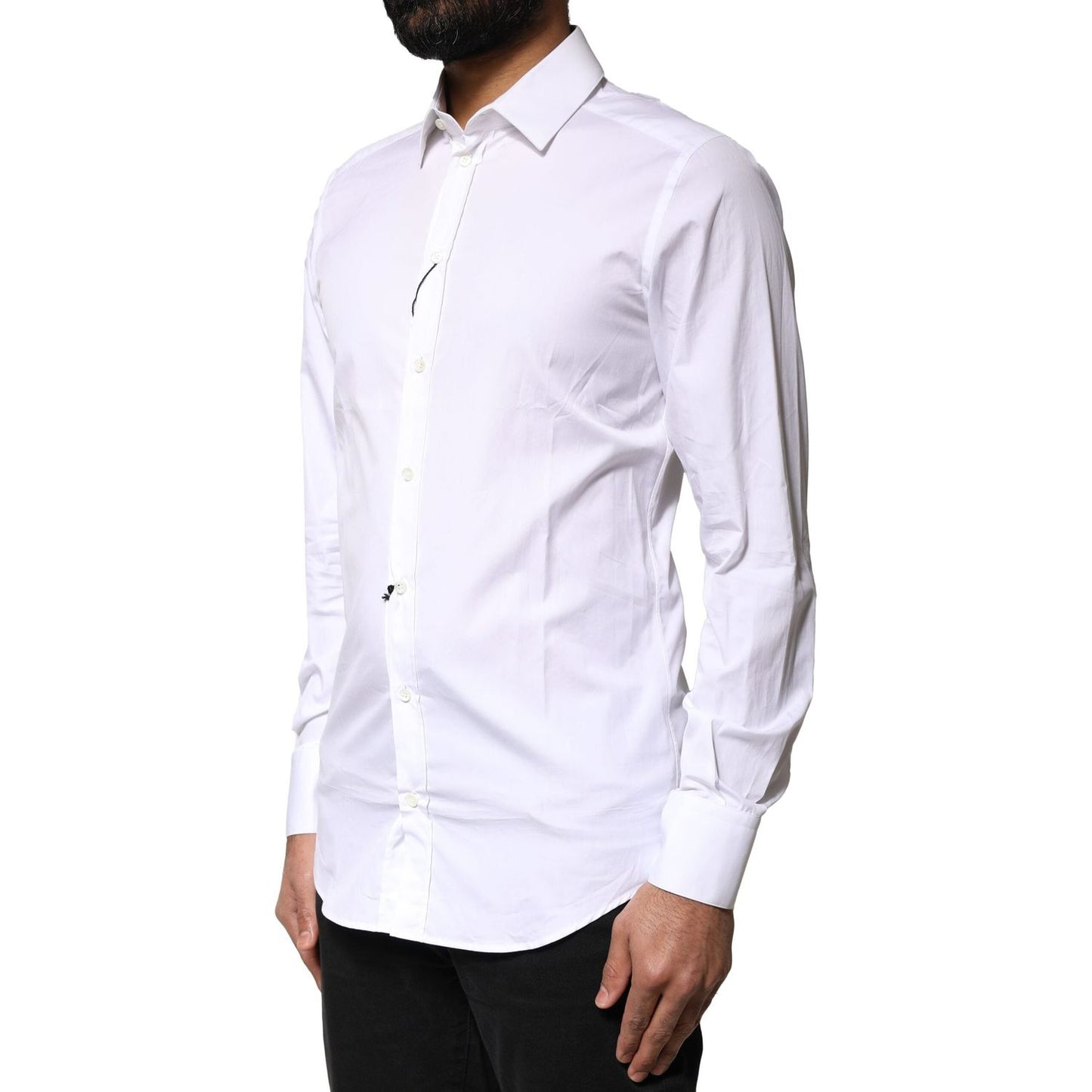 Dolce & Gabbana White GOLD Cotton Long Sleeves Men Dress Shirt 1728,67345645728,Clothing,Dolce & Gabbana,IT38 | XS,Material: 100% Cotton,Men,Men - Clothing,Preowned / Defect,Shirts - Men - Clothing,White Dolce & Gabbana TSH5945-38