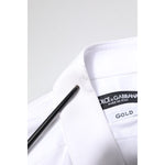Dolce & Gabbana White GOLD Cotton Long Sleeves Men Dress Shirt 1728,67345645728,Clothing,Dolce & Gabbana,IT38 | XS,Material: 100% Cotton,Men,Men - Clothing,Preowned / Defect,Shirts - Men - Clothing,White Dolce & Gabbana TSH5945-38