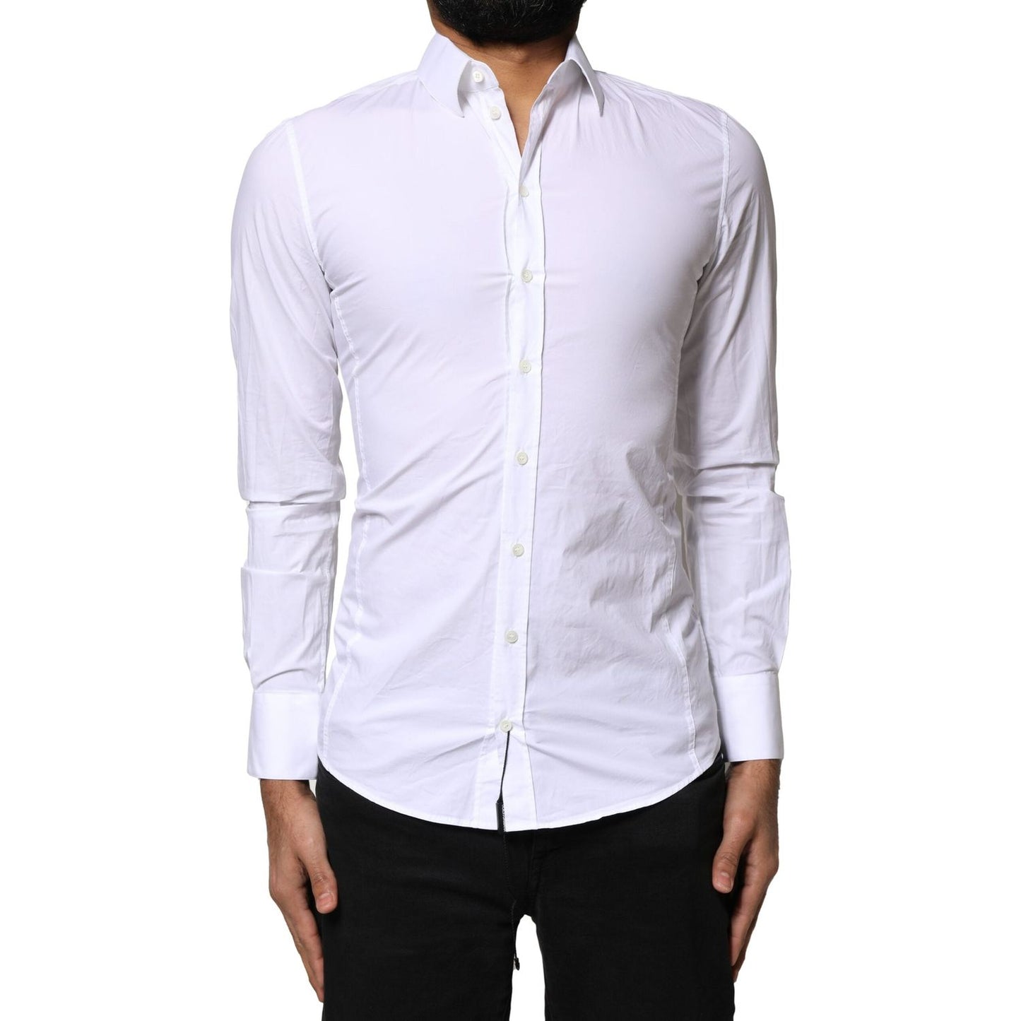 Dolce & Gabbana White SICILIA Cotton Formal Men Dress Shirt 1728,67345645728,Clothing,Dolce & Gabbana,IT37 | XS,Material: 96% Cotton 4% Elastane,Men,Men - Clothing,Preowned / Defect,Shirts - Men - Clothing,White Dolce & Gabbana TSH6286-37