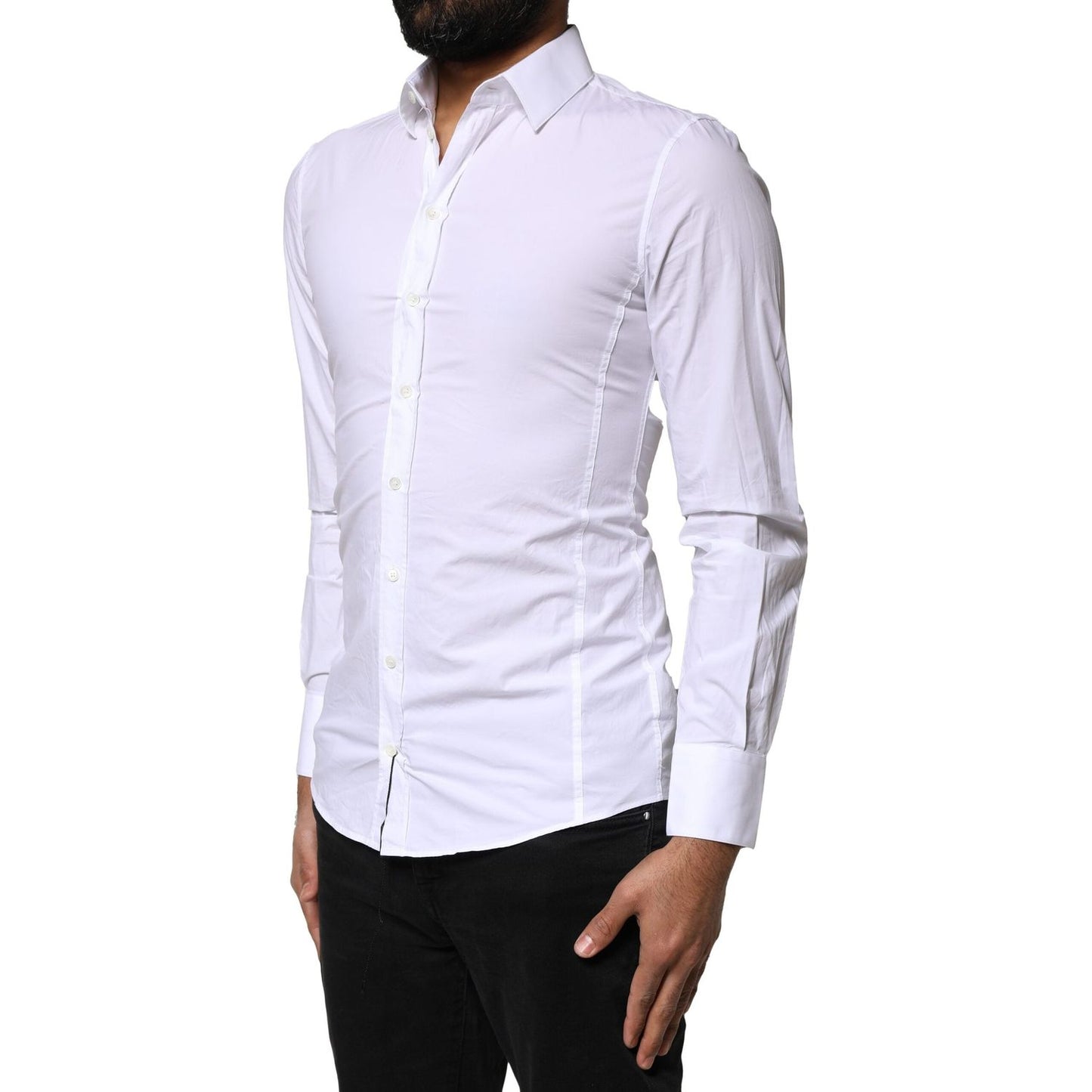 Dolce & Gabbana White SICILIA Cotton Formal Men Dress Shirt 1728,67345645728,Clothing,Dolce & Gabbana,IT37 | XS,Material: 96% Cotton 4% Elastane,Men,Men - Clothing,Preowned / Defect,Shirts - Men - Clothing,White Dolce & Gabbana TSH6286-37