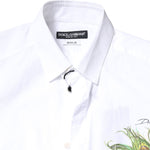 Dolce & Gabbana White Cotton Peacock Feather GOLD Formal Shirt