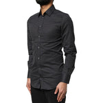 Dolce & Gabbana Black GOLD Patterned Cotton Men Dress Shirt TSH90431-37