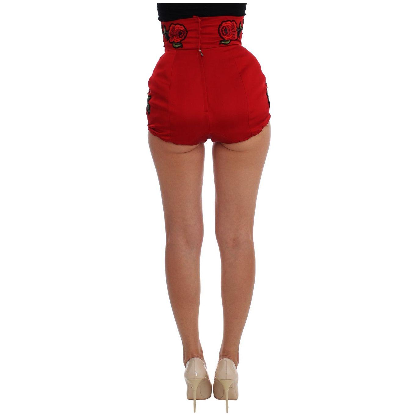 Dolce & Gabbana Elegant Silk High Waist Embroidered Shorts Dolce & Gabbana Sienna