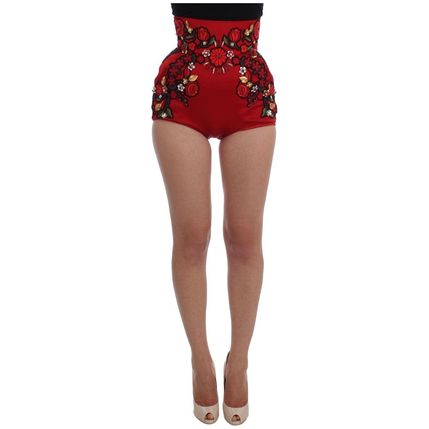 Dolce & Gabbana Elegant Silk High Waist Embroidered Shorts Dolce & Gabbana Sienna