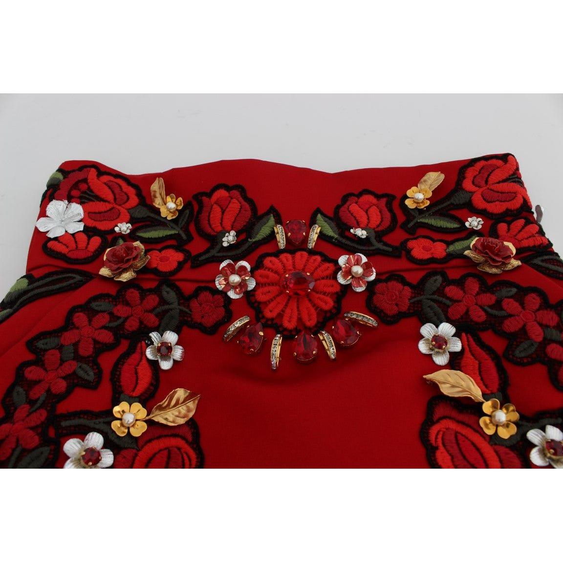 Dolce & Gabbana Elegant Silk High Waist Embroidered Shorts Dolce & Gabbana Light Gray