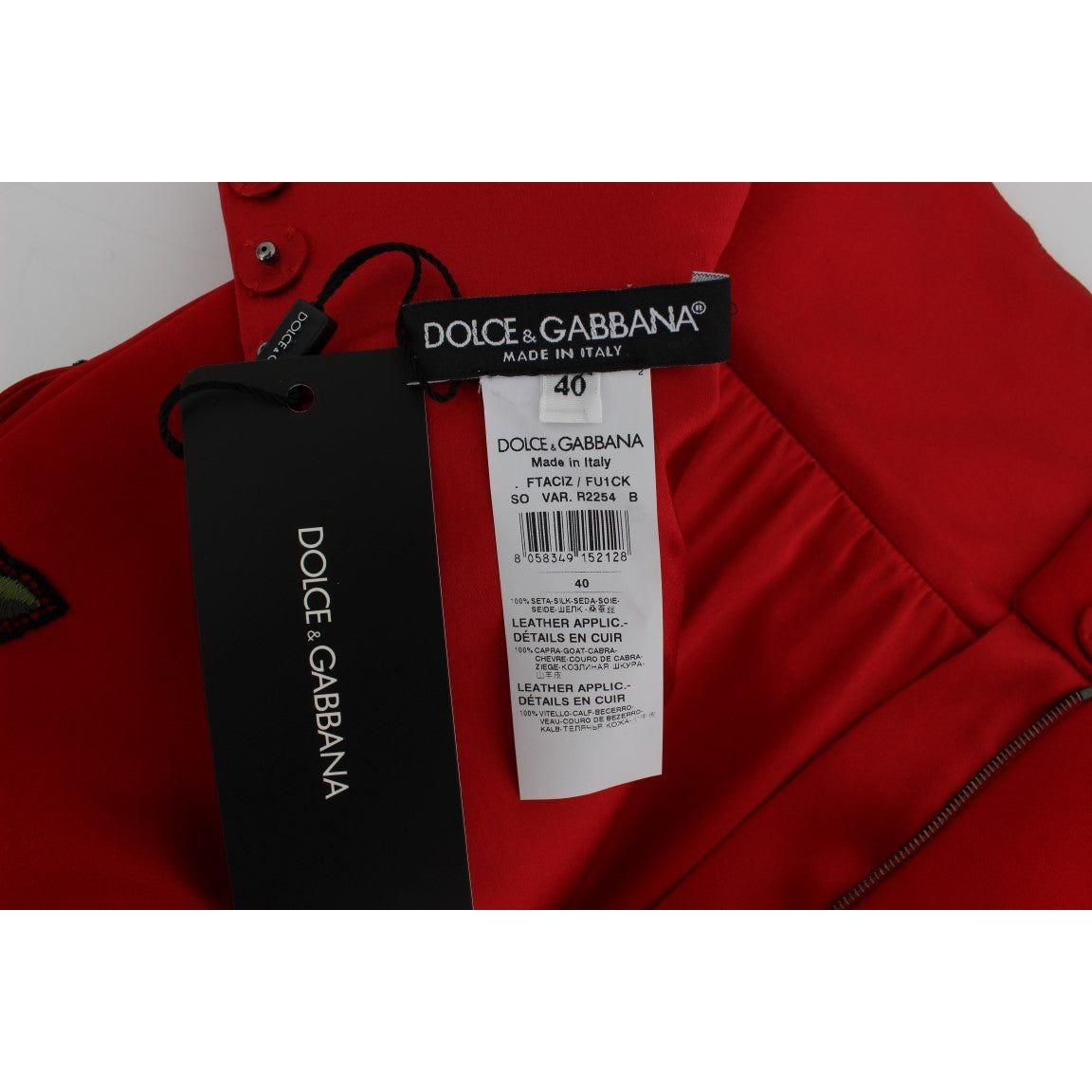 Dolce & Gabbana Elegant Silk High Waist Embroidered Shorts Dolce & Gabbana Dark Red