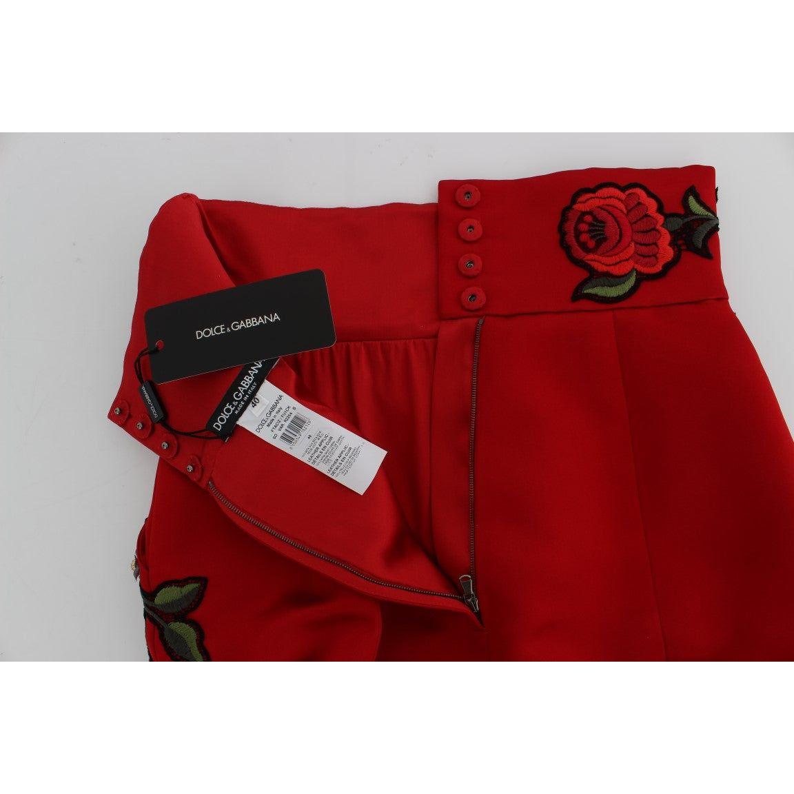 Dolce & Gabbana Elegant Silk High Waist Embroidered Shorts Dolce & Gabbana Gray