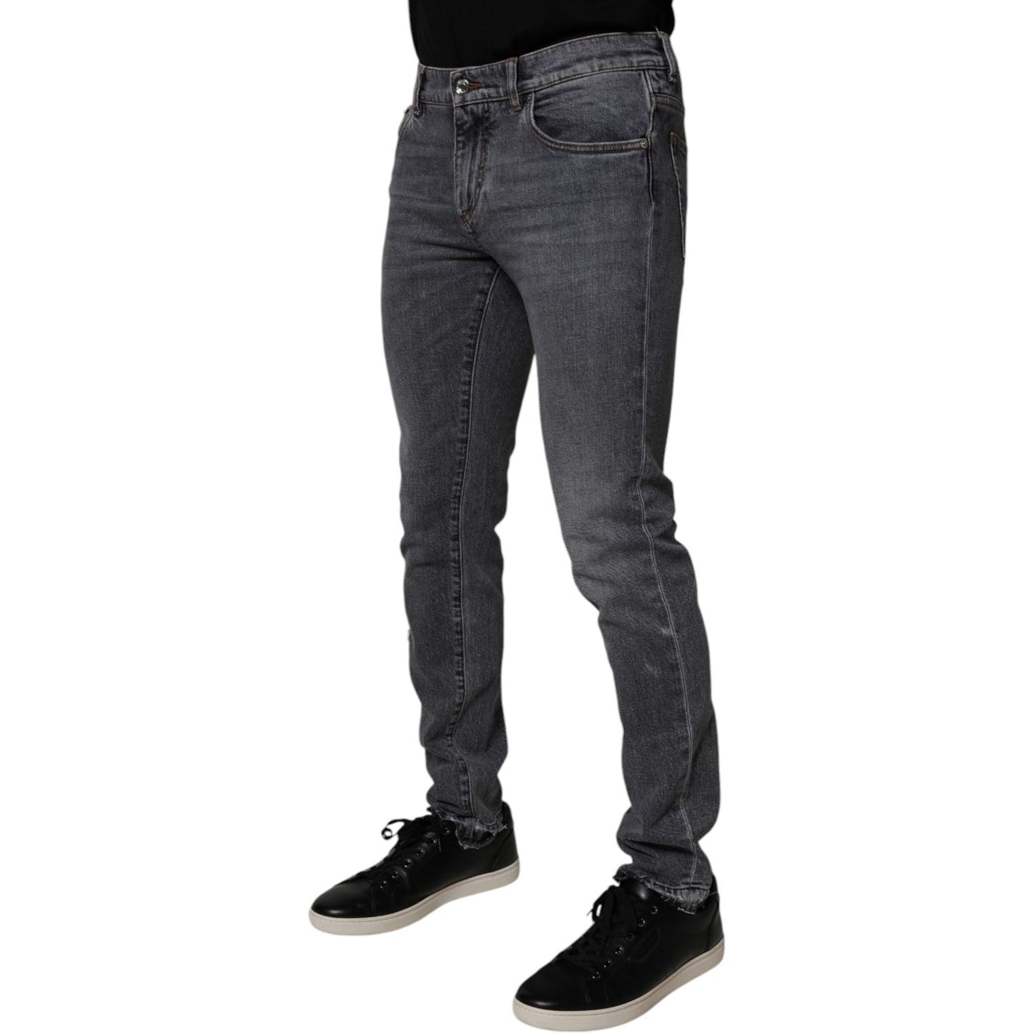 Dolce & Gabbana Dark Gray Cotton Stretch Skinny Denim Jeans