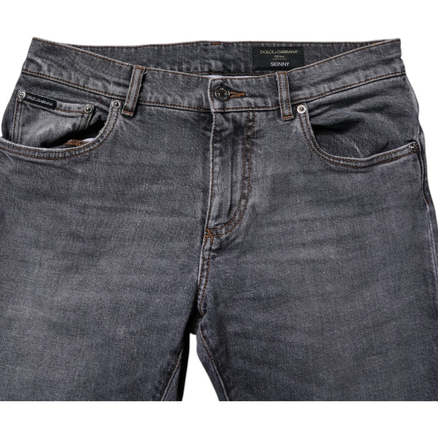Dolce & Gabbana Dark Gray Cotton Stretch Skinny Denim Jeans
