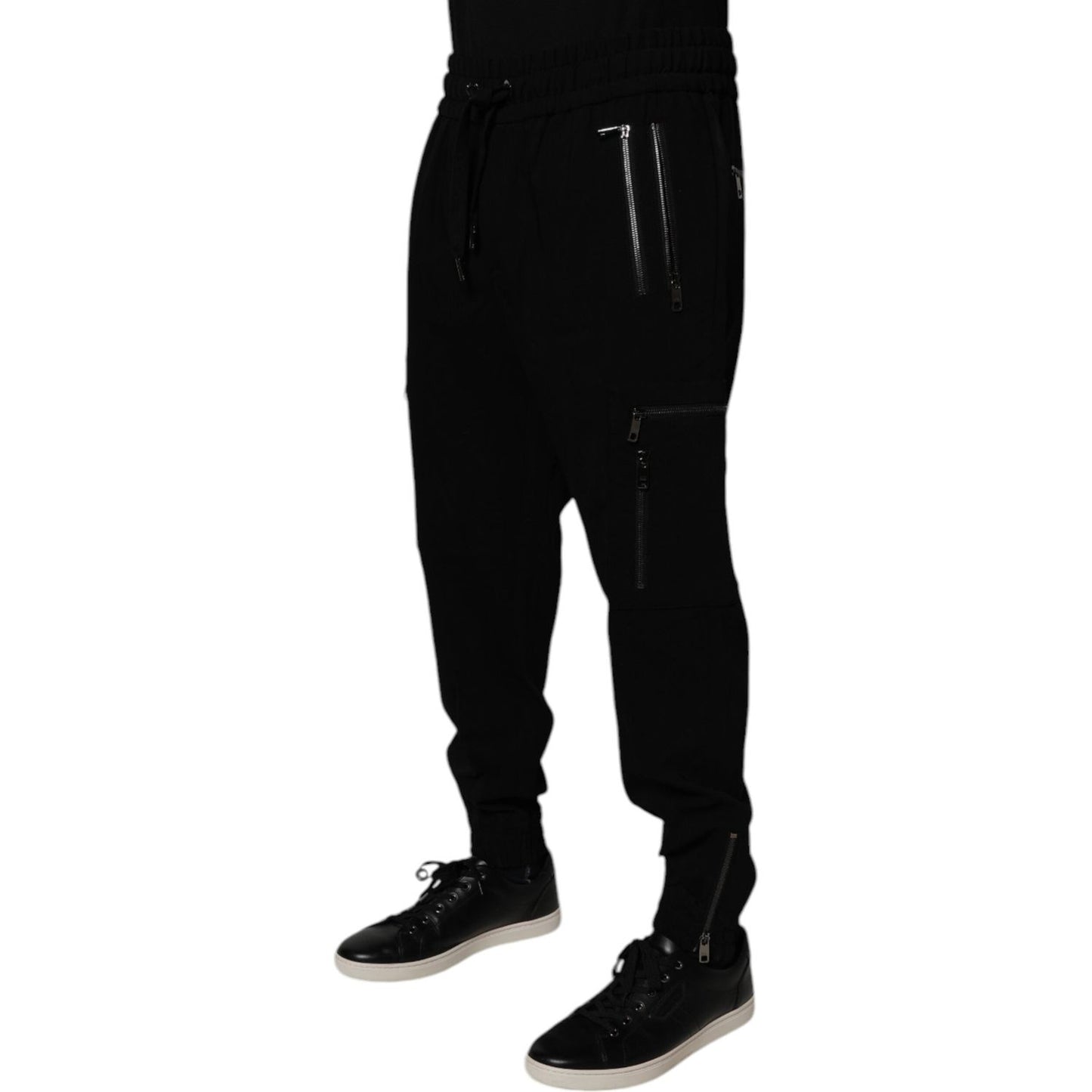 Dolce & Gabbana Black Wool Stretch Jogger Pants PAN75267-50
