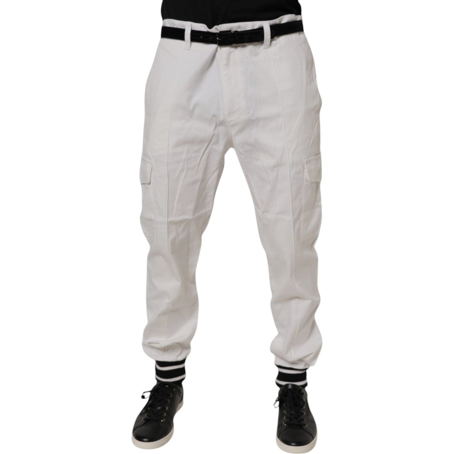 Dolce & Gabbana White Cotton Jogger Cargo Skinny Pants