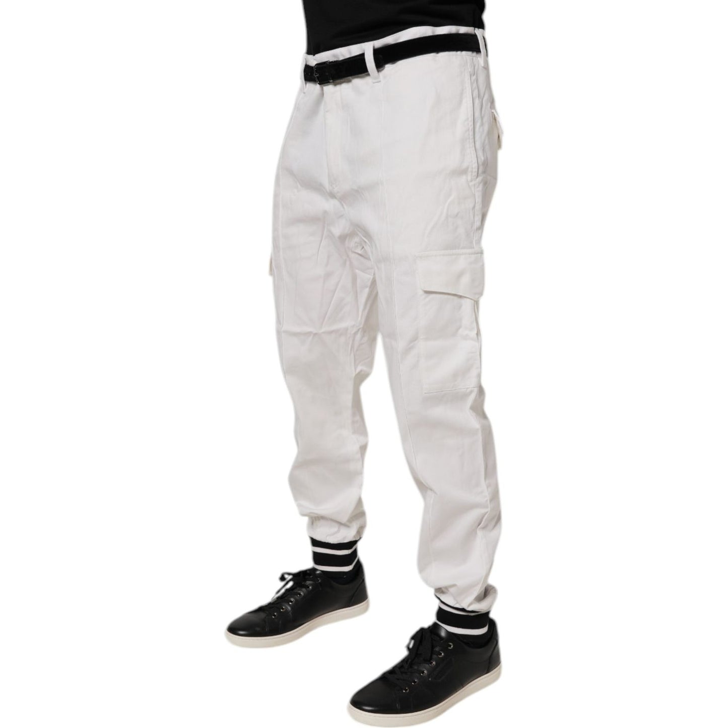 Dolce & Gabbana White Cotton Jogger Cargo Skinny Pants