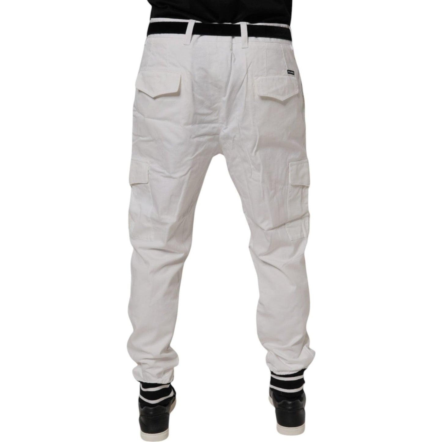Dolce & Gabbana White Cotton Jogger Cargo Skinny Pants