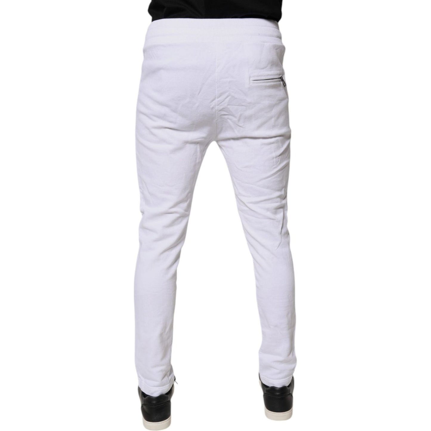 Dolce & Gabbana White Logo Patch Men Skinny Sweatpants Pants 1728,67345645728,Clothing,Dolce & Gabbana,IT46 | S,Jeans & Pants - Men - Clothing,Material: 100% Cotton,Men,Men - Clothing,Preowned / Defect,White Dolce & Gabbana PAN76133-46