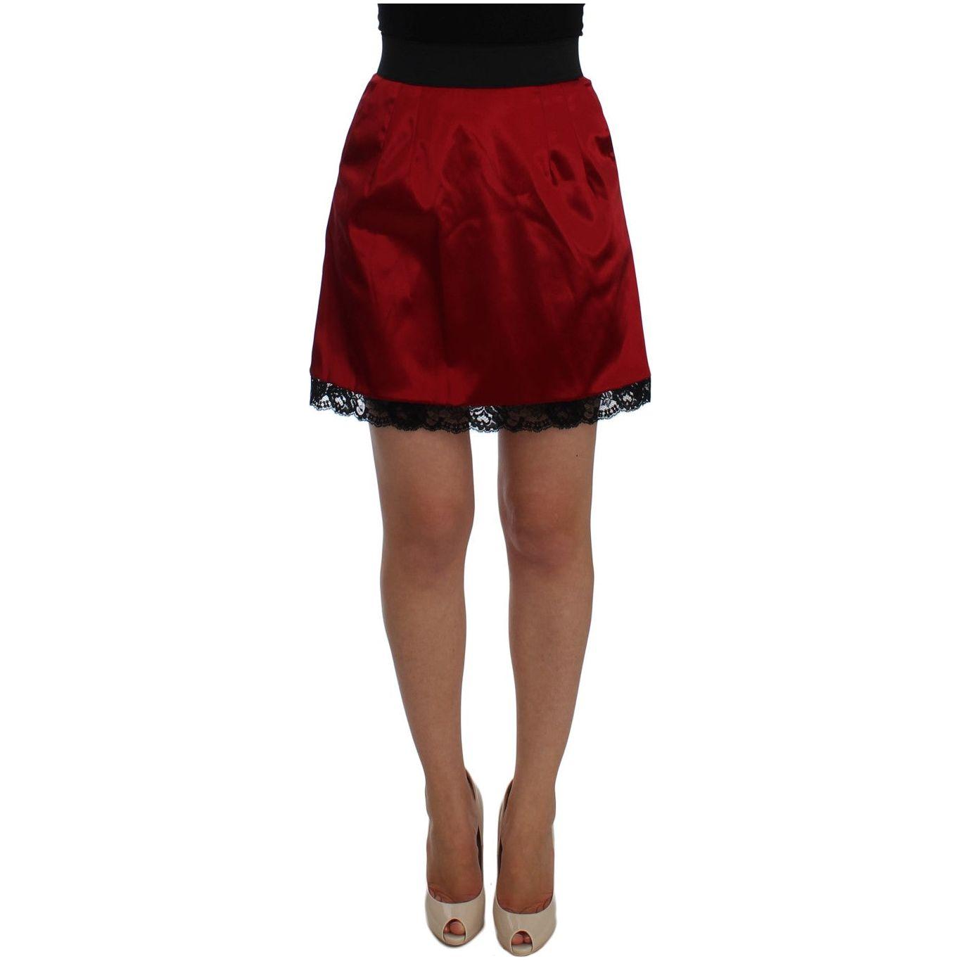Dolce & Gabbana Elegant Red Lace High-Waist Skirt Dolce & Gabbana Saddle Brown
