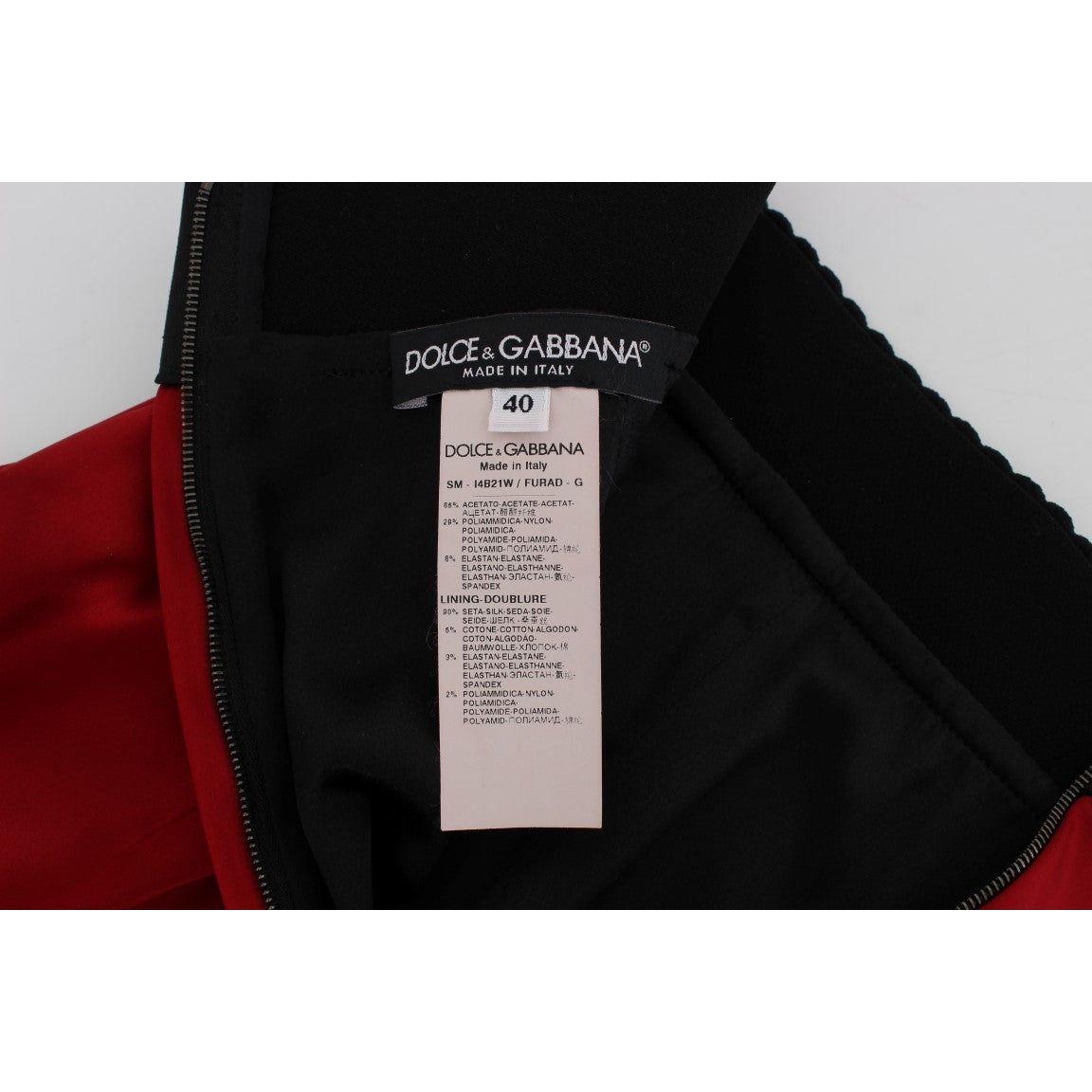 Dolce & Gabbana Elegant Red Lace High-Waist Skirt Dolce & Gabbana Gray