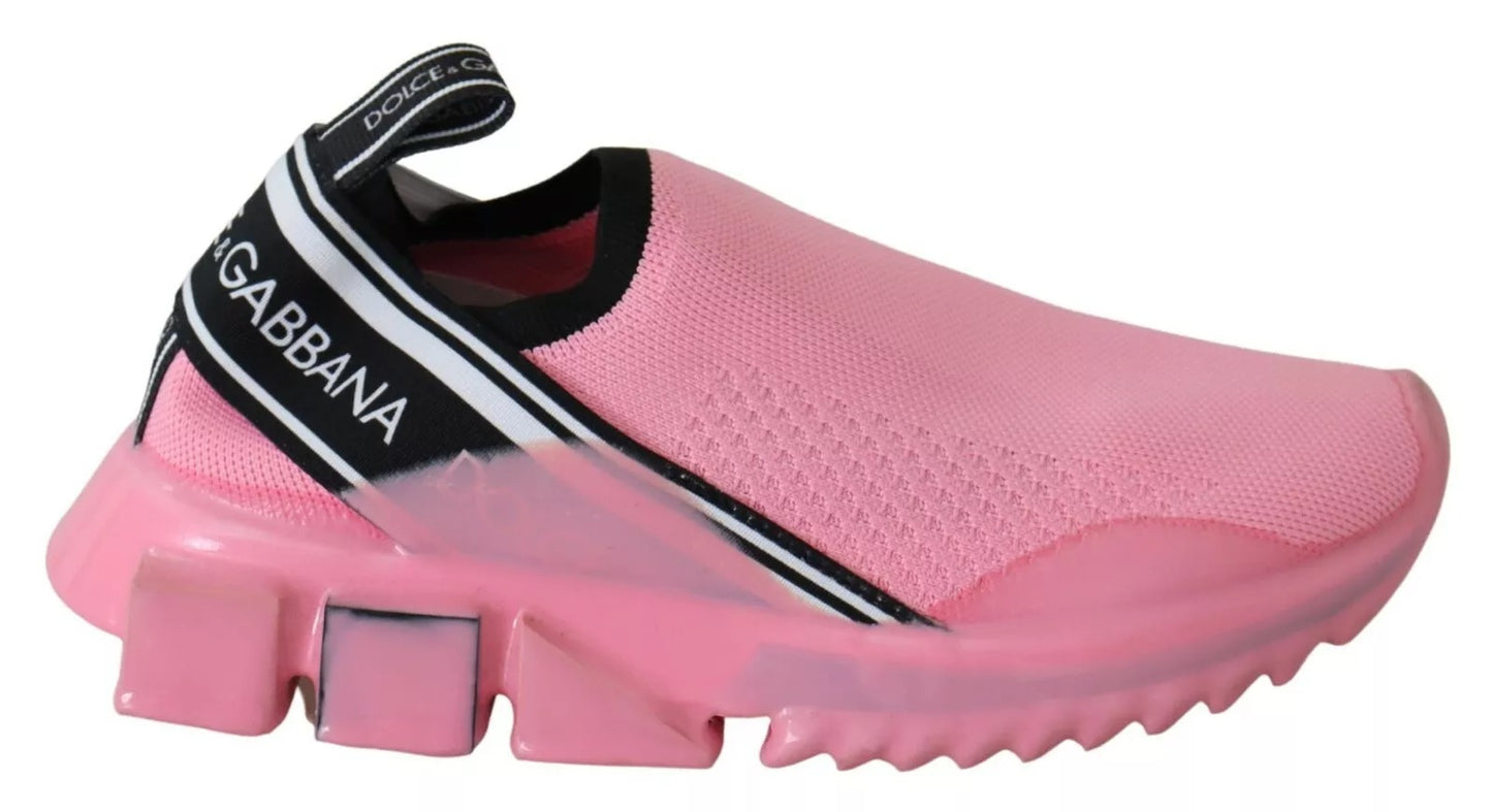 Dolce & Gabbana Pink Low Top Sorrento Sneakers Slip On Casual Shoes LA9289-37