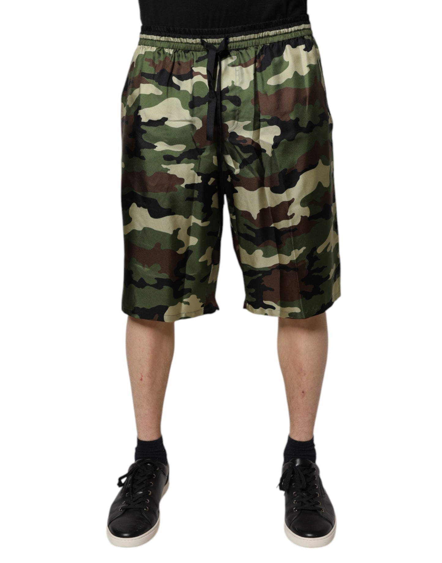 Dolce & Gabbana Multicolor Camouflage Silk Mid Waist Bermuda Shorts PAN75720-48