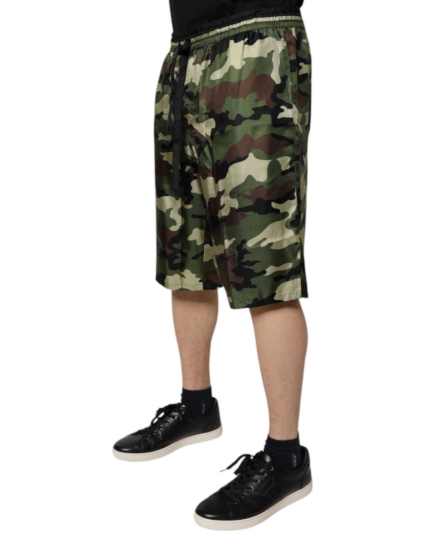 Dolce & Gabbana Multicolor Camouflage Silk Mid Waist Bermuda Shorts PAN75720-48