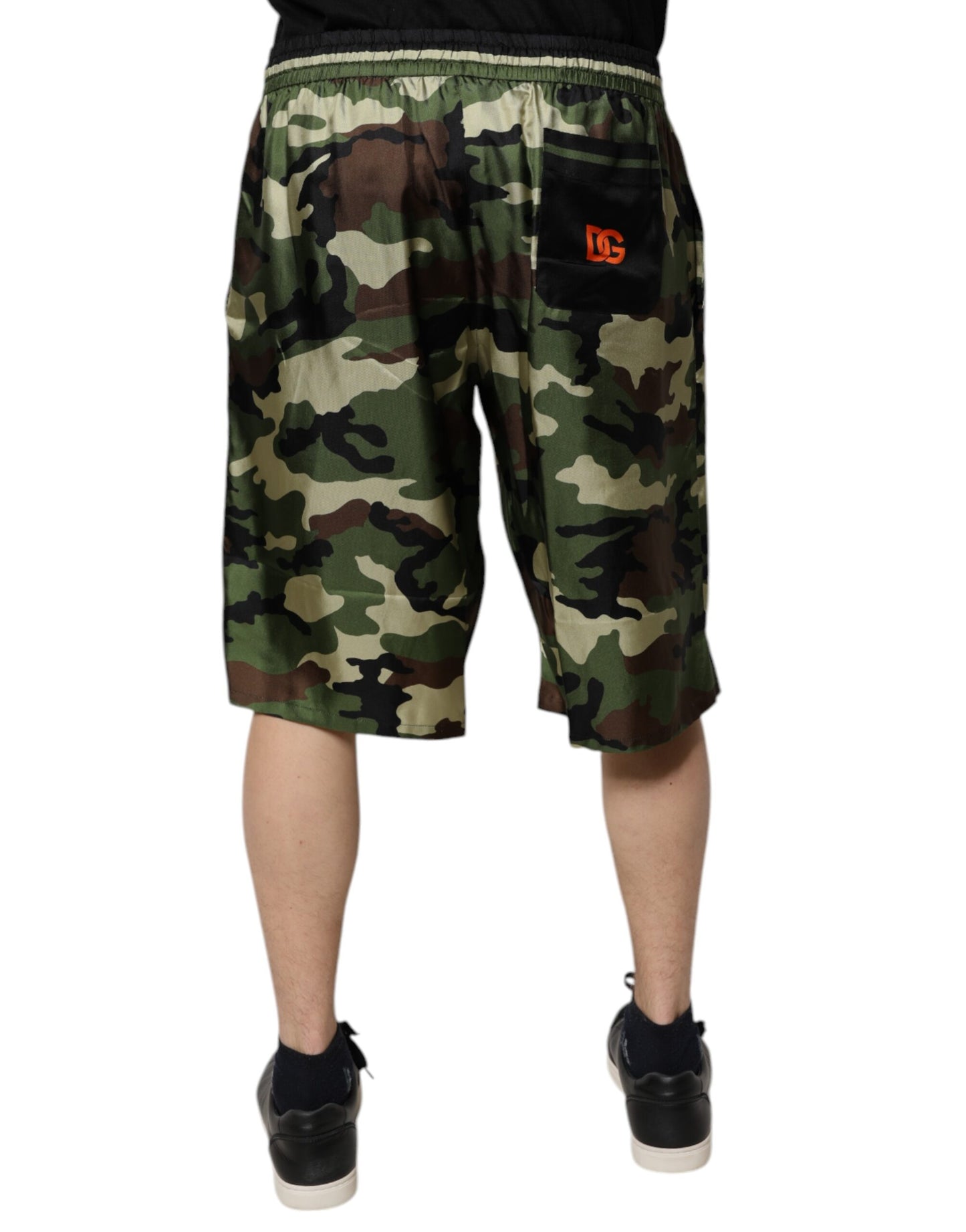 Dolce & Gabbana Multicolor Camouflage Silk Mid Waist Bermuda Shorts PAN75720-48