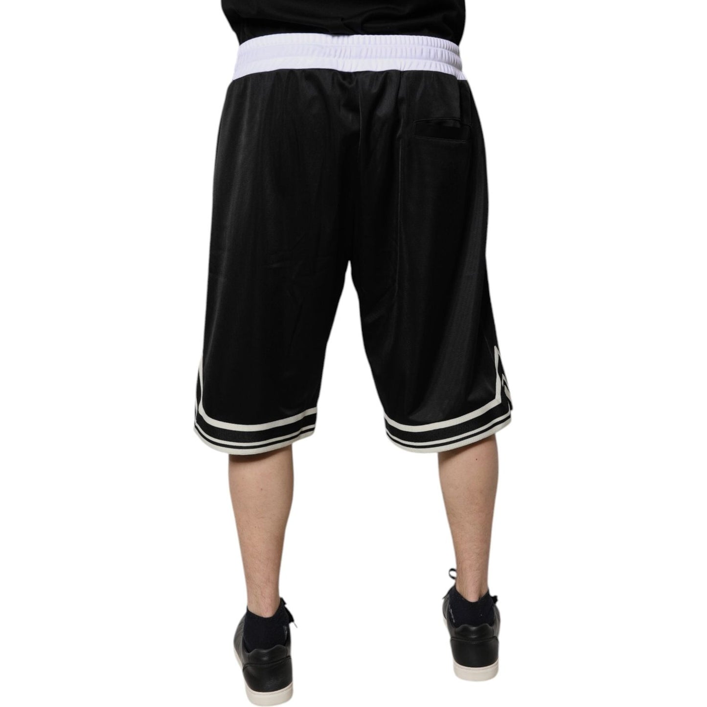 Dolce & Gabbana Black White Men Bermuda Sweatshorts Shorts PAN75728-48