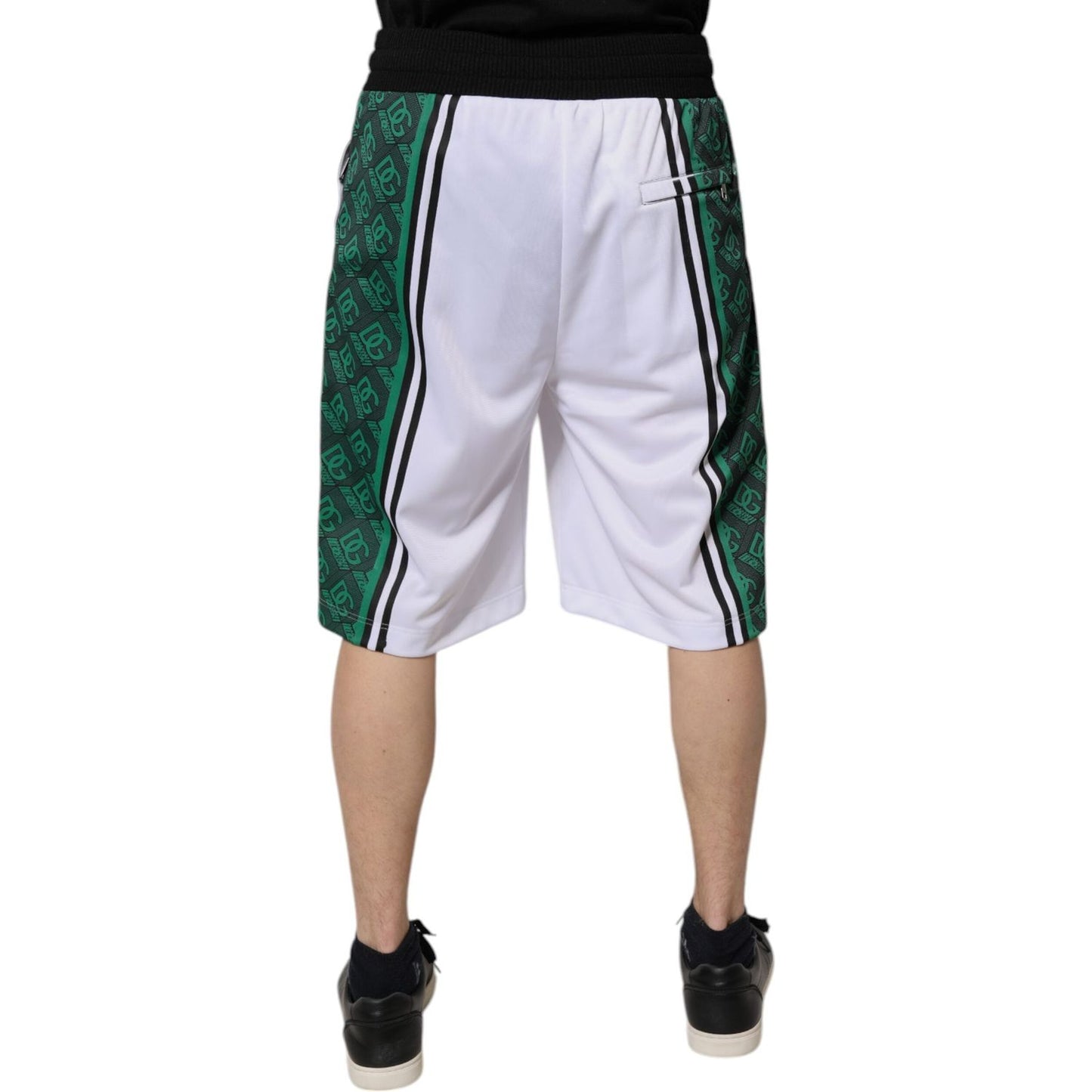 Dolce & Gabbana White Green Men Jersey Sweatshorts Shorts