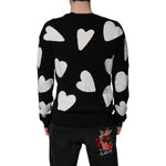 Dolce & Gabbana Black Hearts Silk Crew Neck Pullover Sweater TSH90062-48