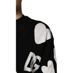 Dolce & Gabbana Black Hearts Silk Crew Neck Pullover Sweater TSH90062-48