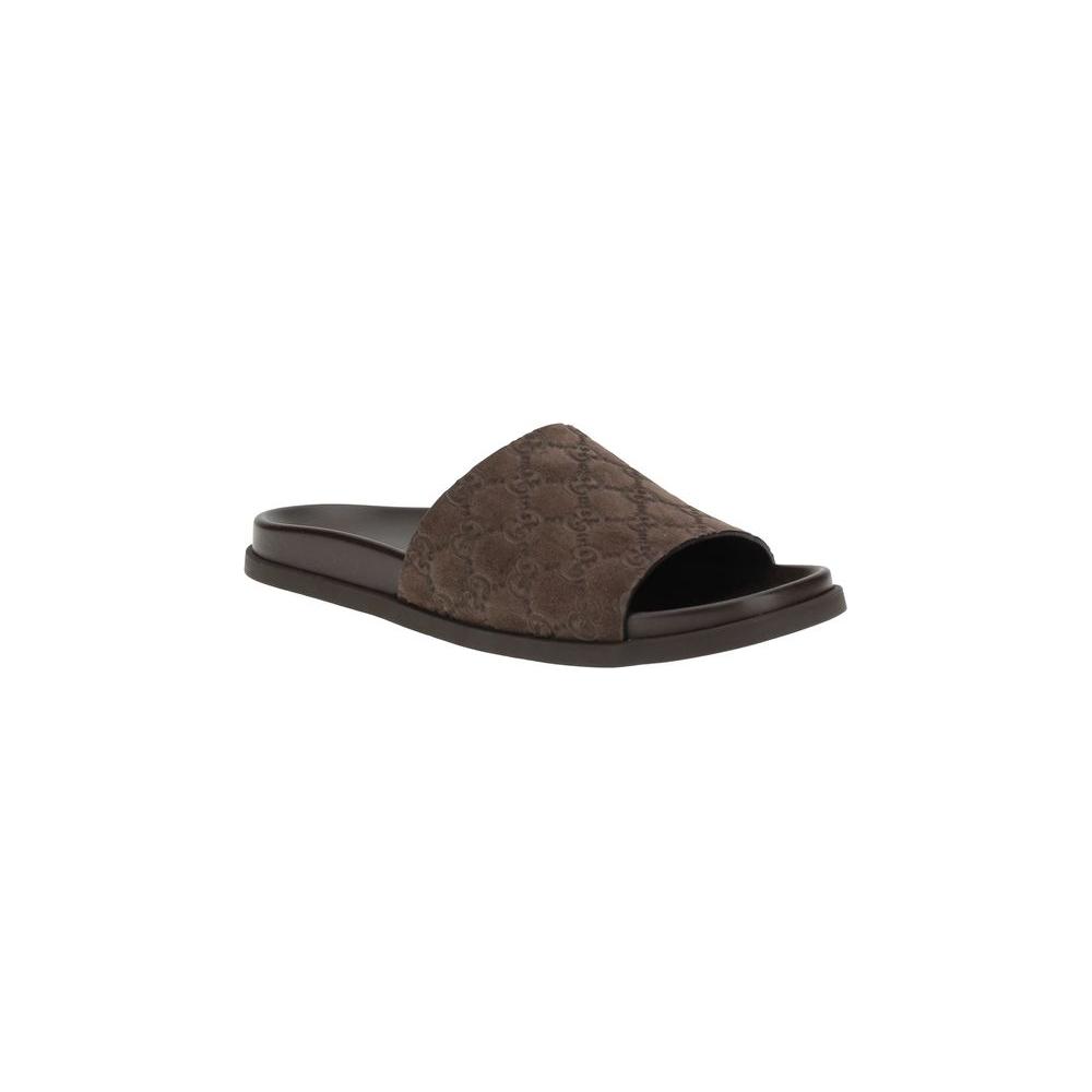Gucci Slider Suede Sandals Gucci Dark Slate Gray