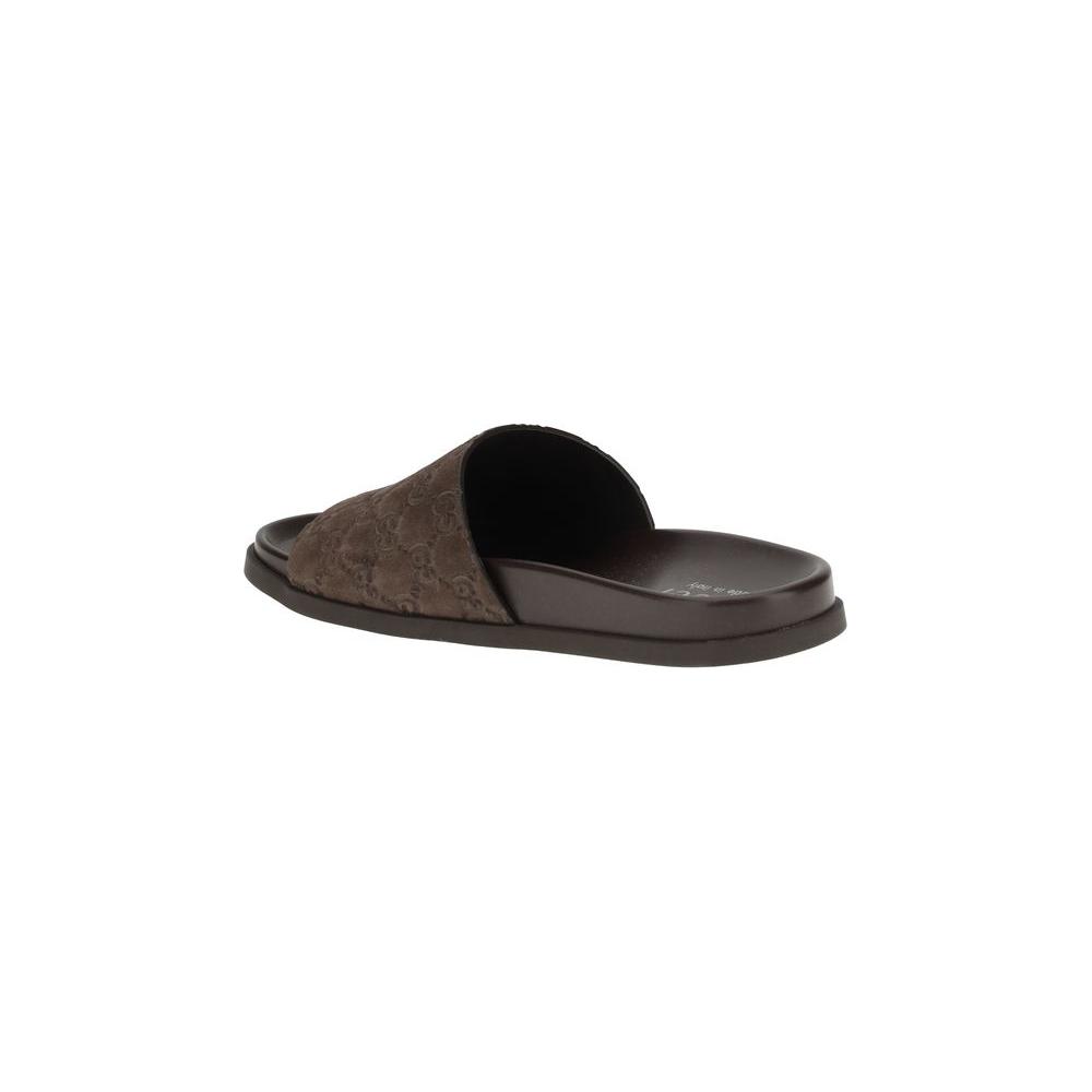 Gucci Slider Suede Sandals Gucci Dark Slate Gray