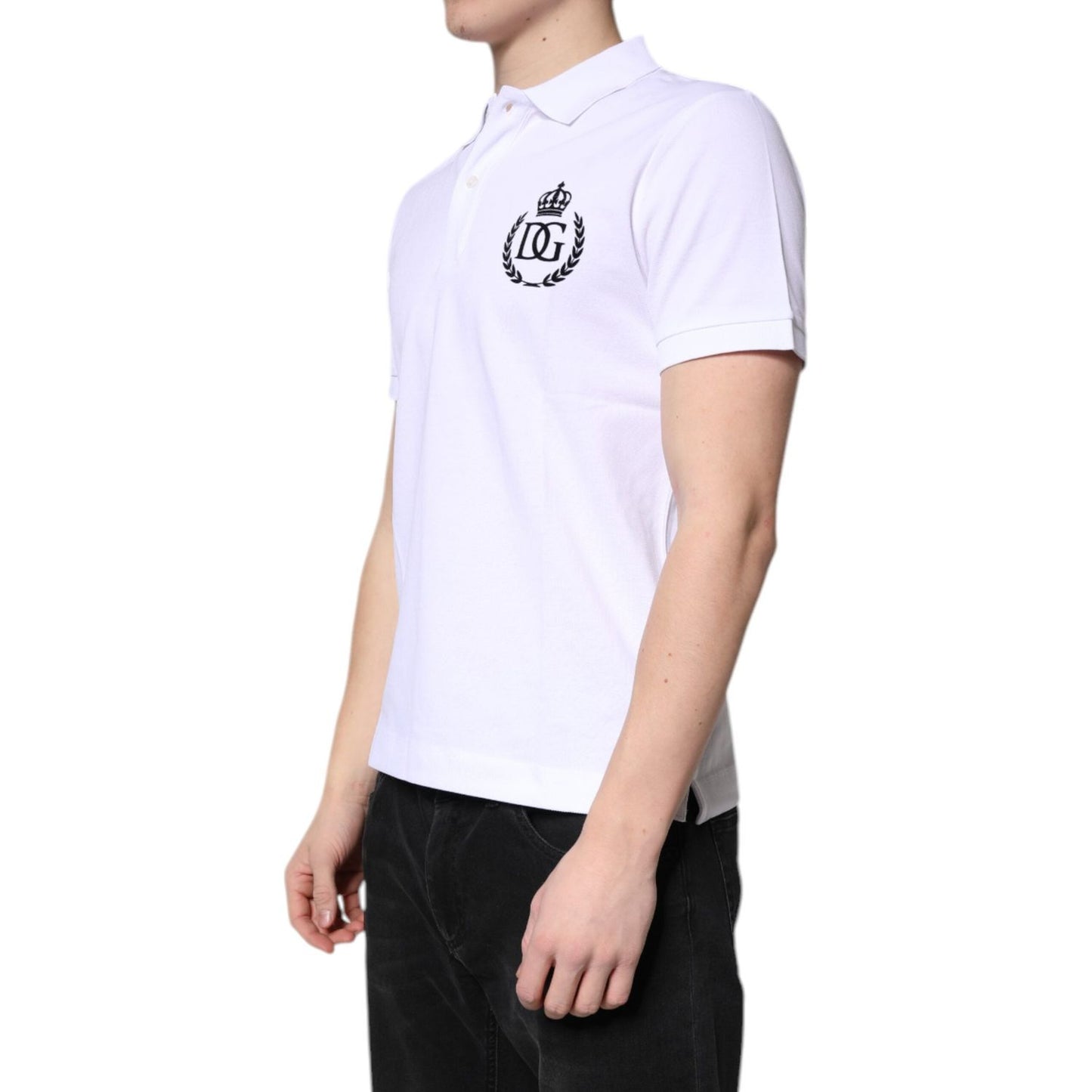 Dolce & Gabbana White Cotton Crown Collared Men Polo T-shirt Dolce & Gabbana Black