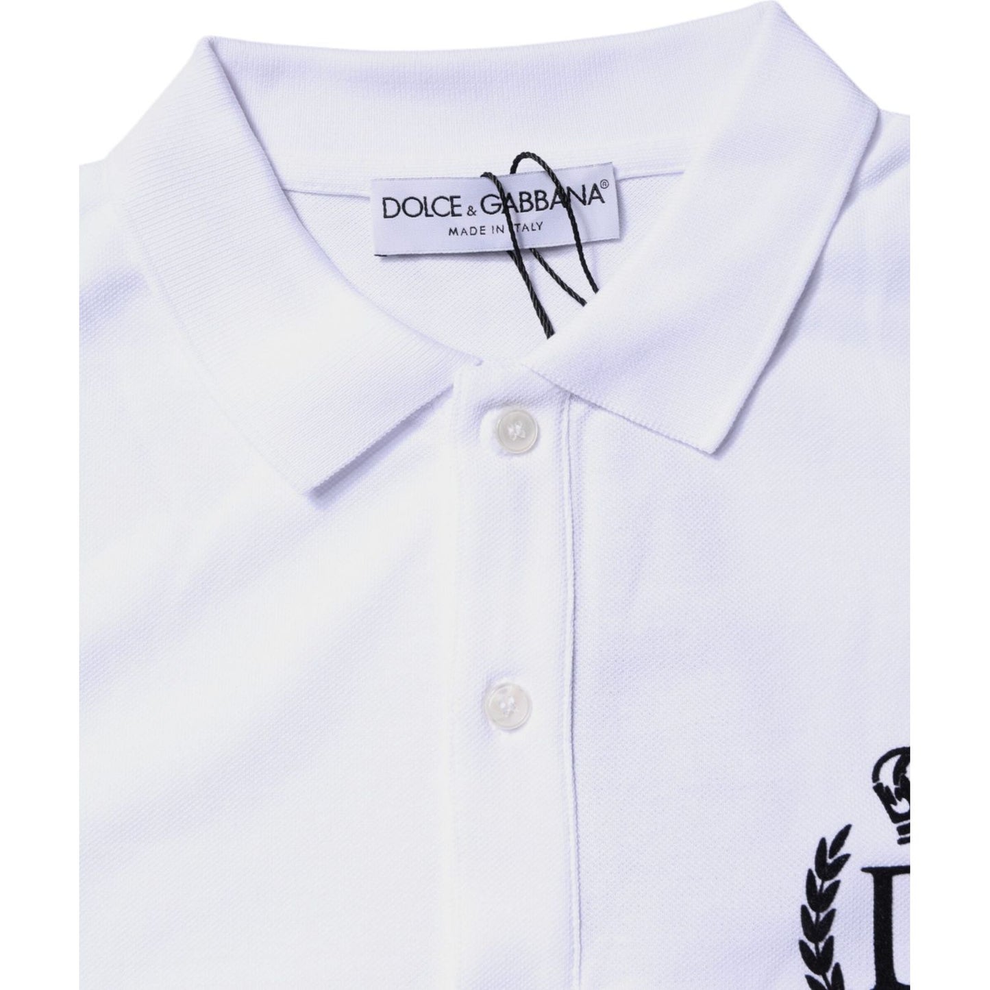 Dolce & Gabbana White Cotton Crown Collared Men Polo T-shirt Dolce & Gabbana Lavender