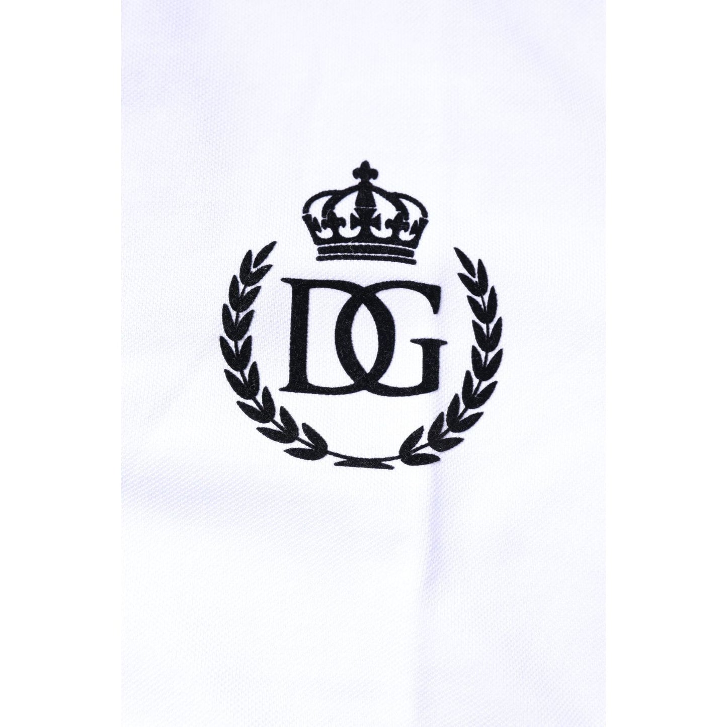 Dolce & Gabbana White Cotton Crown Collared Men Polo T-shirt Dolce & Gabbana Ghost White