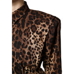 Dolce & Gabbana Brown Leopard Silk Button Down Coat Jacket