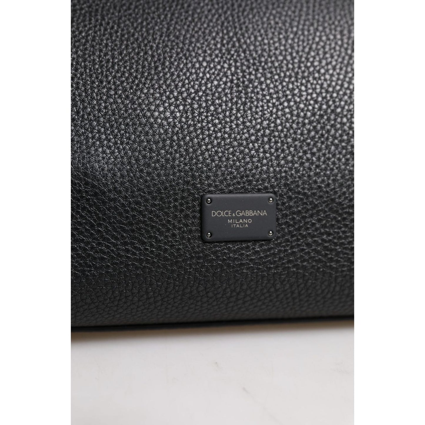 Dolce & Gabbana Black Leather Logo Plaque Shoulder Crossbody Bag BAG4325