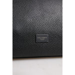 Dolce & Gabbana Black Leather Logo Plaque Shoulder Crossbody Bag BAG4325