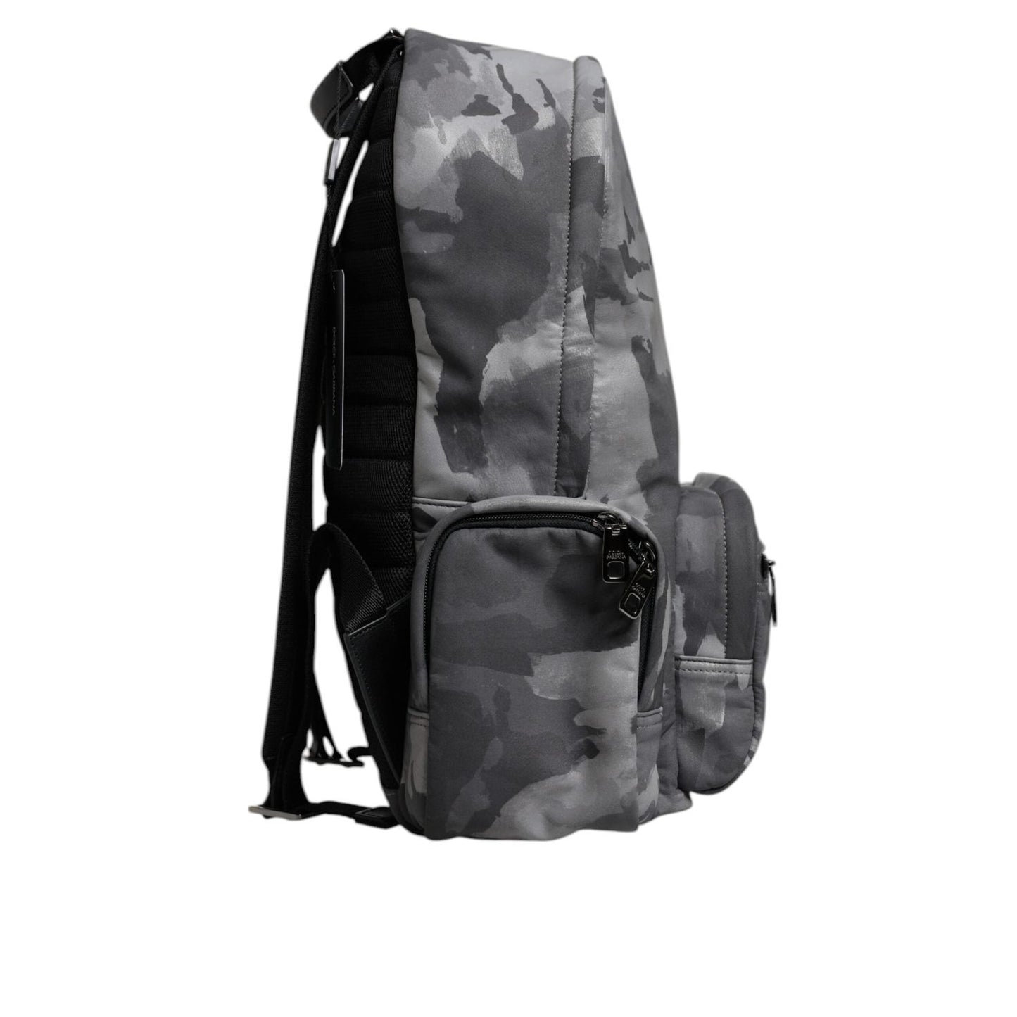 Dolce & Gabbana Gray Cotton Camouflage Logo Plaque Backpack Bag BAG4353