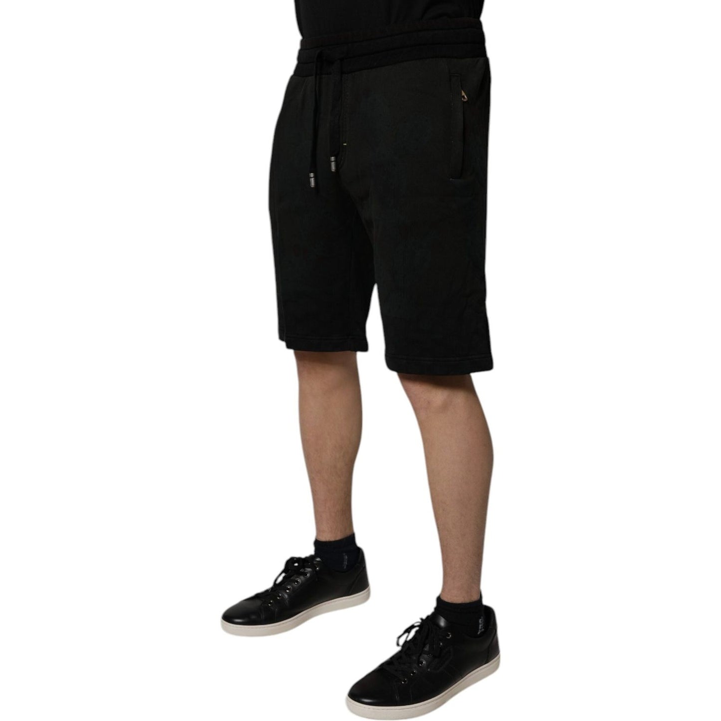 Dolce & Gabbana Black Cotton Sweatshorts Men Bermuda Shorts PAN75236-48