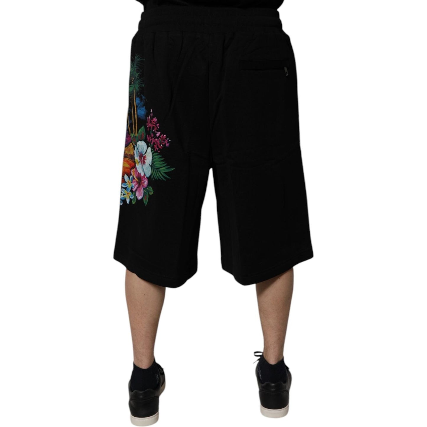 Dolce & Gabbana Black Cotton Logo Floral Print Bermuda Shorts PAN75733-46