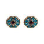 Dolce & Gabbana Gold Brass Blue Enameled Flower Cufflink SMY10680
