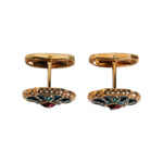 Dolce & Gabbana Gold Brass Blue Enameled Flower Cufflink SMY10680