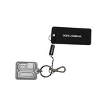 Dolce & Gabbana Gray Black DG Rubber Logo Silver Men's Keychain Keyring