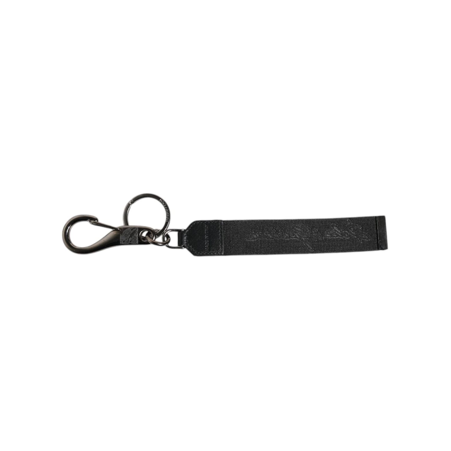 Dolce & Gabbana Black White DG Logo Silver Men Keychain Polyester Keyring