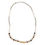 Dolce & Gabbana Black Gold Wooden Beaded Logo Pendant Necklace
