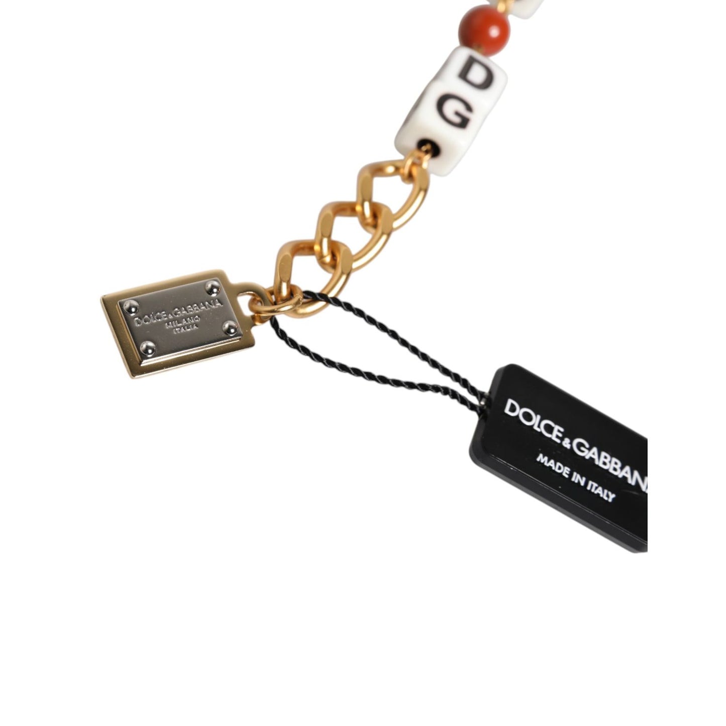 Dolce & Gabbana Multicolor Gold Tone Brass Chain DG Logo Dice Bracelet SMY10685