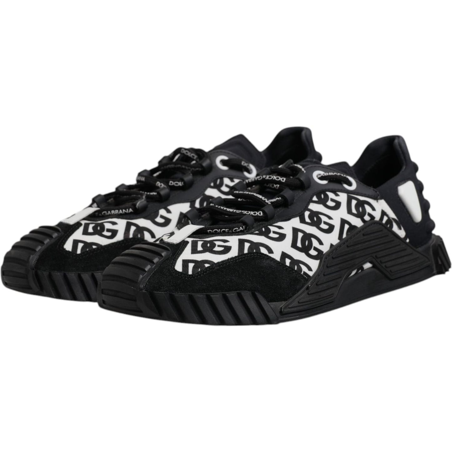 Dolce & Gabbana Black Logo Lace Up Low Top NS1 Sneakers Shoes MV7205-44