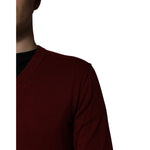 Dolce & Gabbana Maroon Cashmere V-neck Men Pullover Sweater TSH84510-46