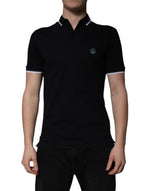 Dolce & Gabbana Black Cotton Crown Collared Polo T-shirt TSH84560-44